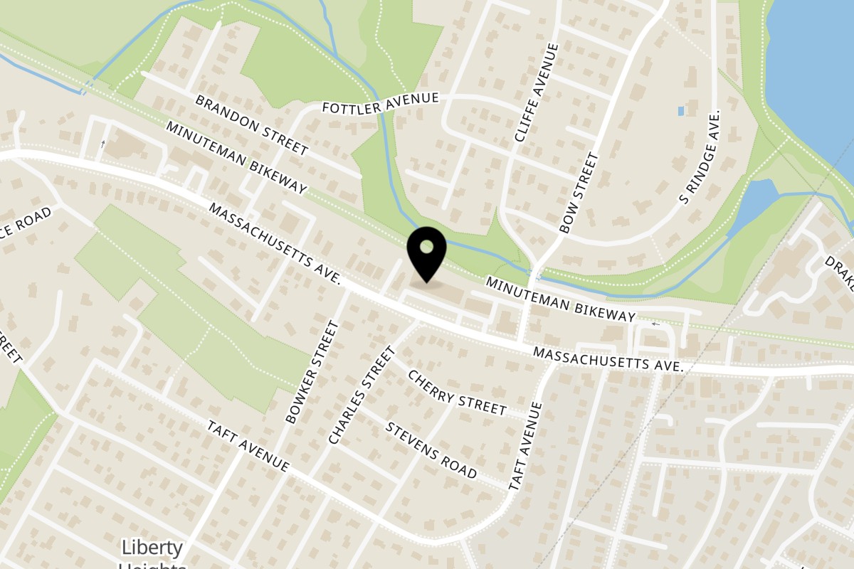 Map showing the location of Nick's Place Lexington on 197 Massachusetts Ave in Lexington